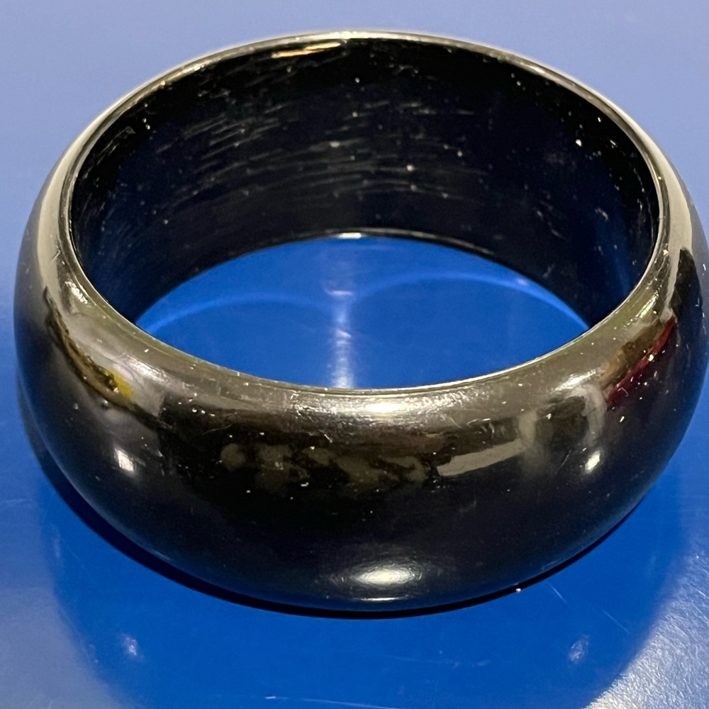 Black Chunky Plastic Bangle 1 1/4” Bracelet Wide 2 5/8” Diameter Vintage 80s 90s